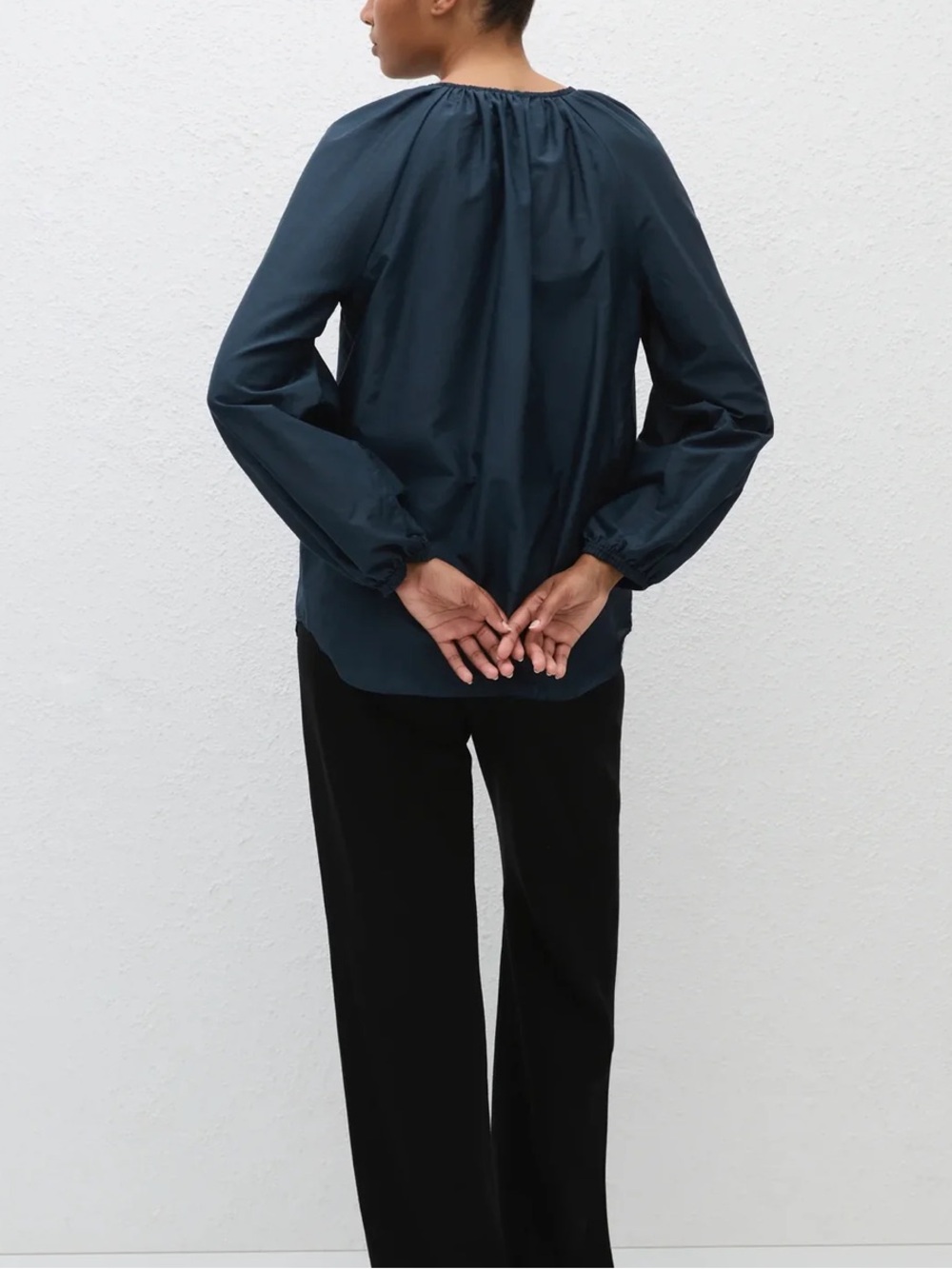 Matteau Voluminous Blouse Cotton Silk Midnight Blue US 2 - Picture 4 of 12